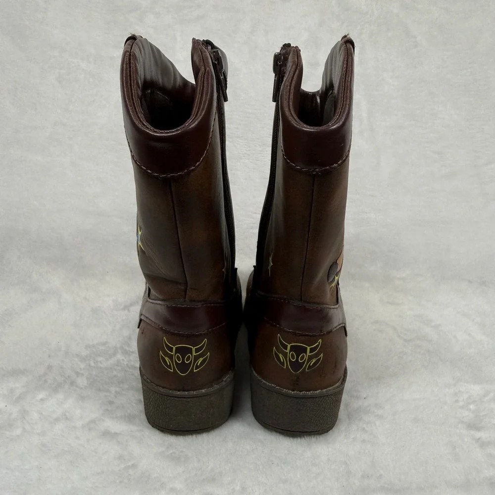 Disney Toy Story Woody Bullseye Kids Cowboy Boots Side‎ Zip Western Shoes 11